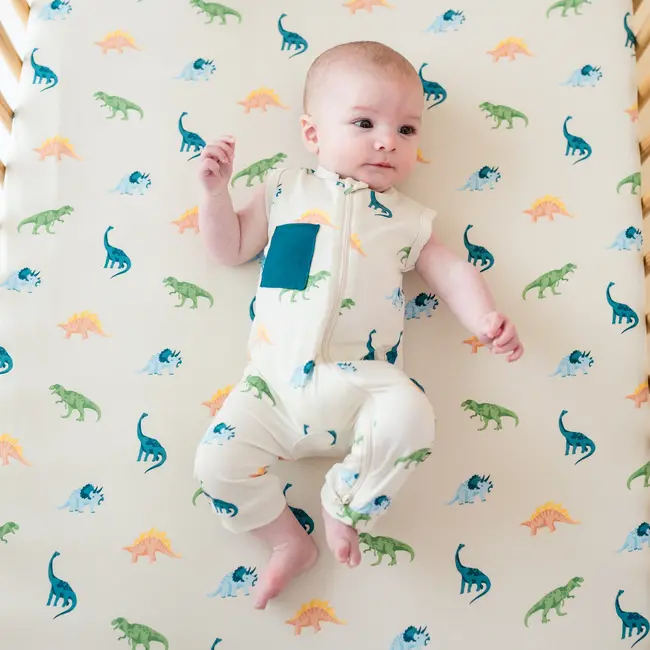 Kyte Baby Ecru Roar Bamboo Crib Sheet