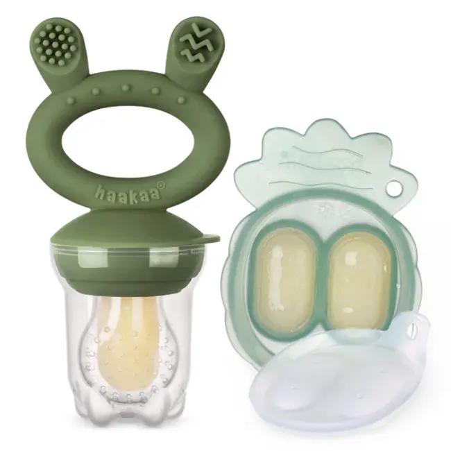 Haakaa Olive Green  Freeze-N-Feed Mini Combo Teether