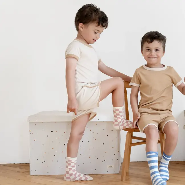 3 Sprouts Recycled Fabric Folding Chest - Prints | Cream Terrazzo