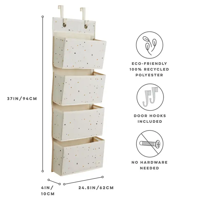 3 Sprouts Recycled Fabric Over the Door Organizer | Terrazzo Cream