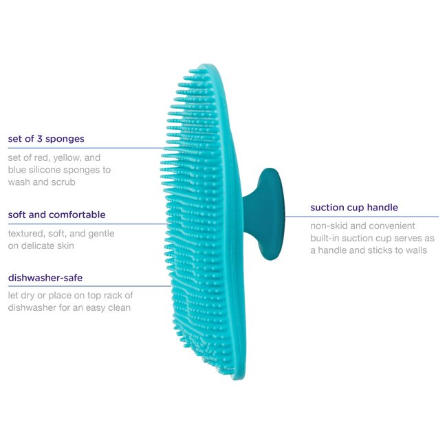 Ubbi Ubbi Silicone Bath Sponges, Set of 3