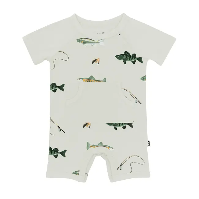 Kyte Baby Zippered Shortall Romper in Fishing