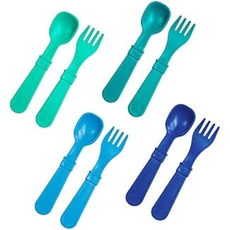 Navy, Sky Blue, Aqua, Teal Re-Play Utensils, 8 pk