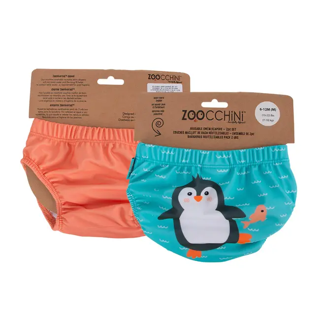Zoochini Penguin Baby-Toddler Knit Swim Diaper, 2 Piece Set