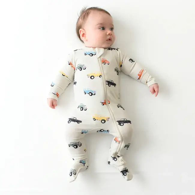 Kyte Baby Vintage Truck Bamboo Zippered Footie