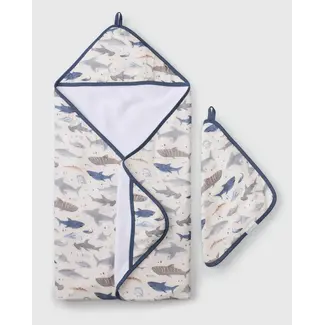 Loulou Lollipop Sharks Hooded Towel Set