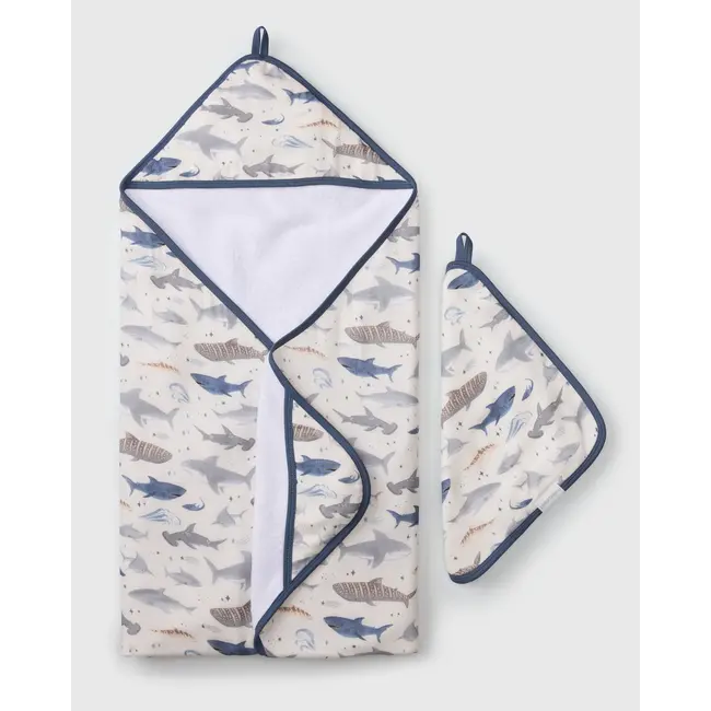 Loulou Lollipop Sharks Hooded Towel Set