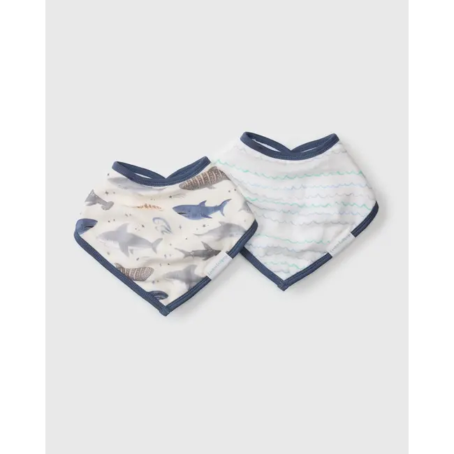 Loulou Lollipop Sharks Bandana Bib Set, 2pk