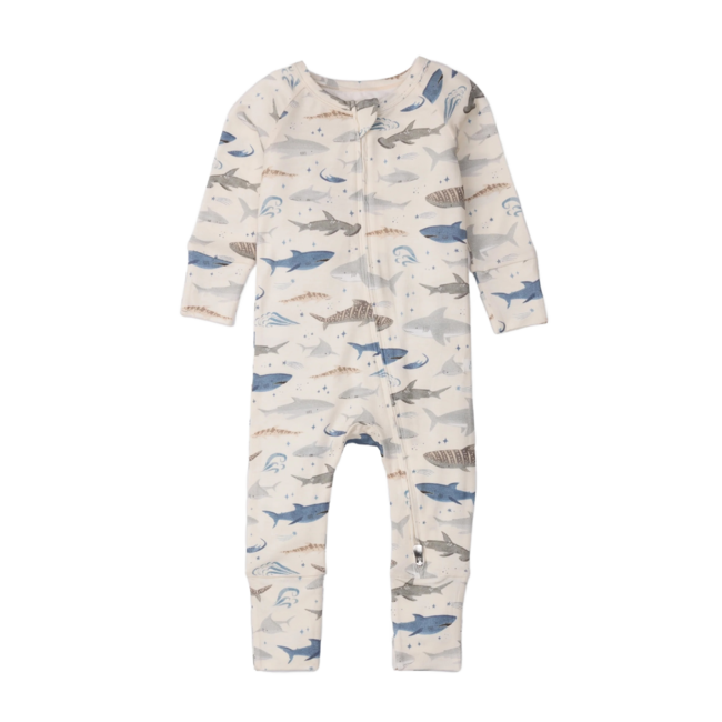 Loulou Lollipop Smiley Sharks Sleeper in TENCEL