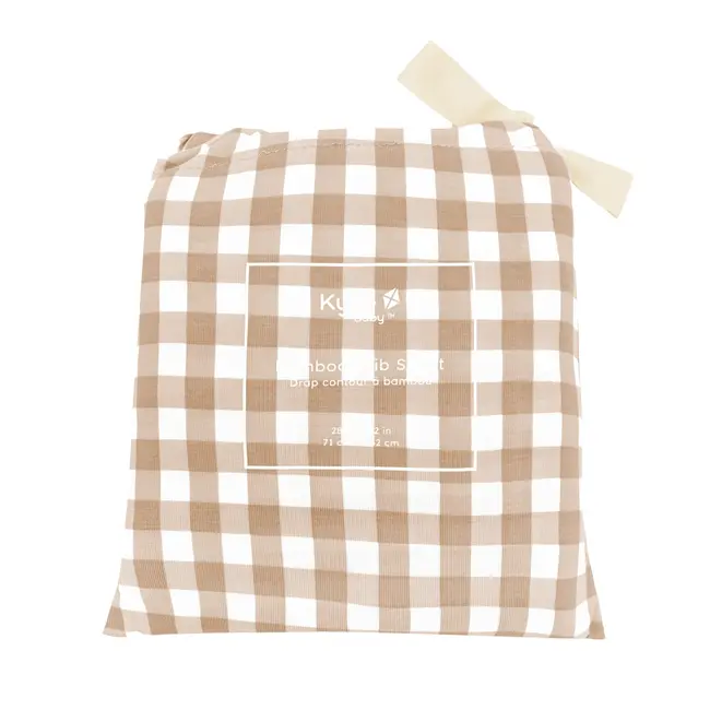 Kyte Baby Gingham Bisque Bamboo Crib Sheet