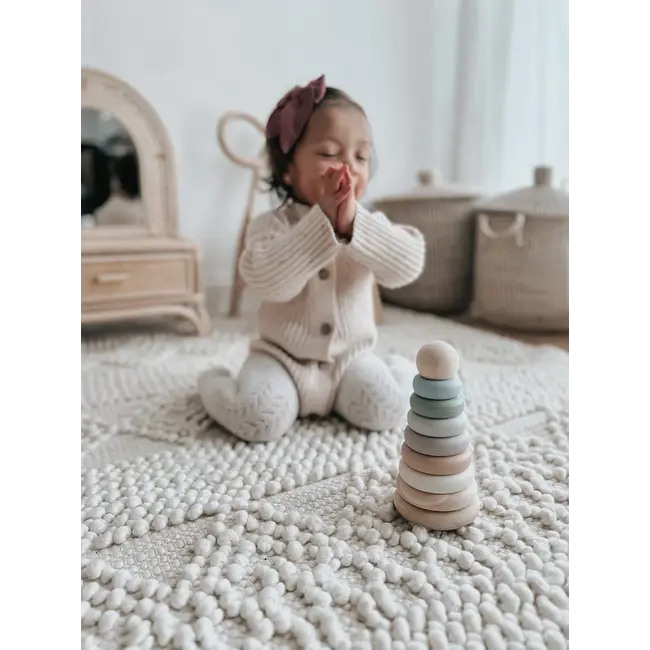 Nouka Nouka Wood & Silicone Stacker, Storm