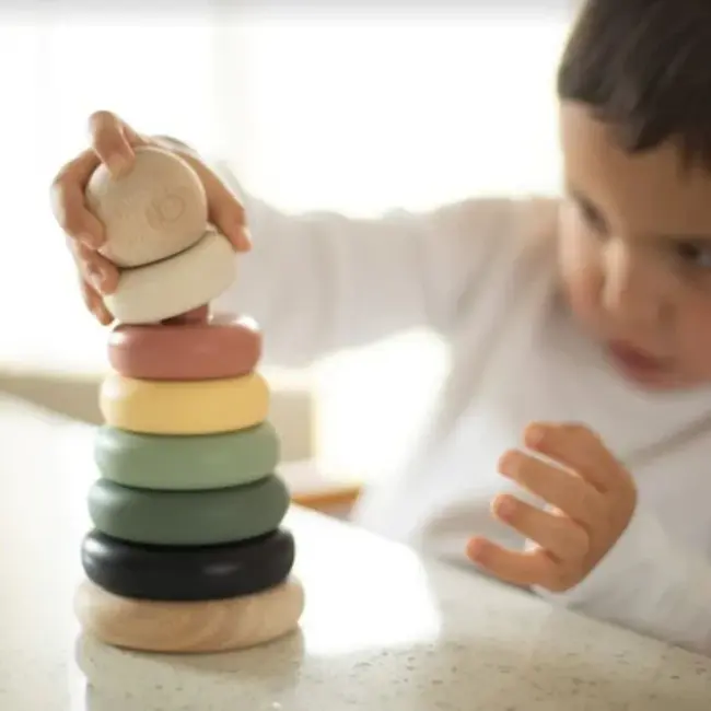 Nouka Nouka Wood & Silicone Stacker, Sand