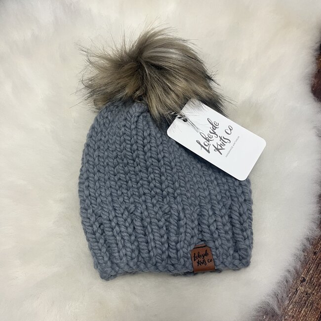 Lakeside Knits Co. Slate Pom Knit Hat