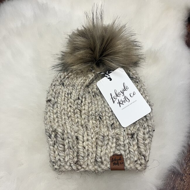 Lakeside Knits Co. Oatmeal Pom Knit Hat