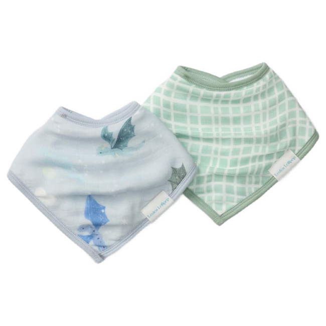 Loulou Lollipop Magical Dragons Bandana Bib Set, 2pk