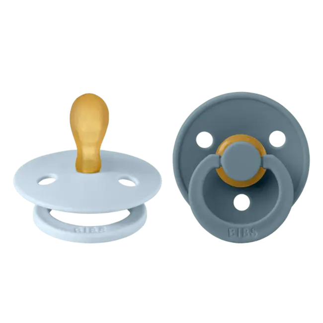 BIBS Baby Blue/Petrol BIBS Pacifier Original COLOUR Latex, 2 PK Symmetrical