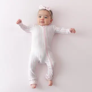 Kyte Baby Small Sakura Stripe Bamboo Zippered Footie