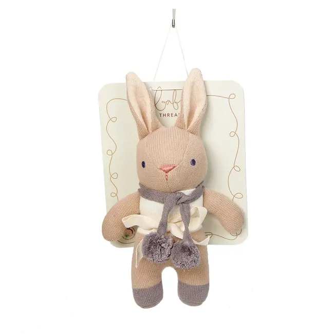 Threadbear Designs Baby Threads Organic Taupe Bunny Rattle