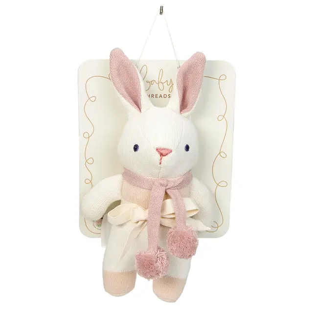 Threadbear Designs Baby Threads Organic Cream Bunny Rattle