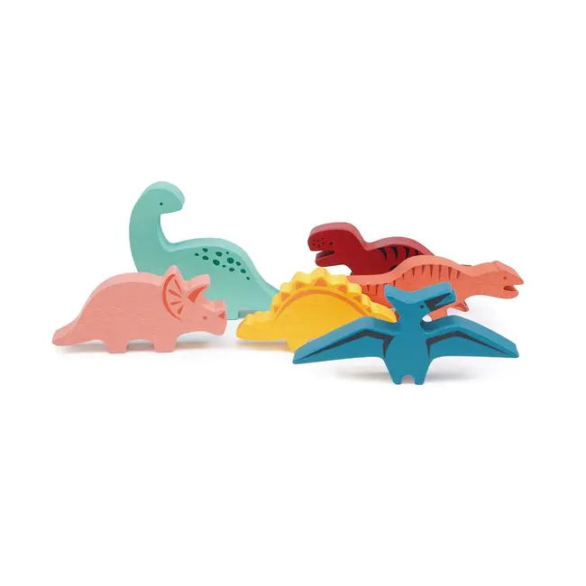 Mentari Toys Wooden Happy Stacking Dinosaurs Set