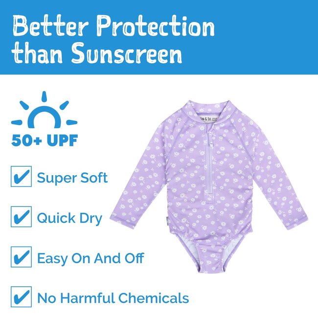 Jan and Jul Purple Daisy 1-pc Girls' UV Swimsuit
