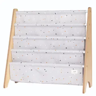 3 Sprouts Light Grey Terrazzo Recycled Fabric Kids Book Rack