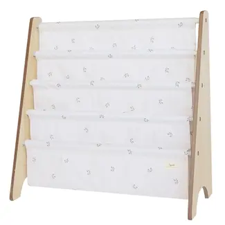 3 Sprouts Blueberry/Taupe Recycled Fabric Kids Book Rack