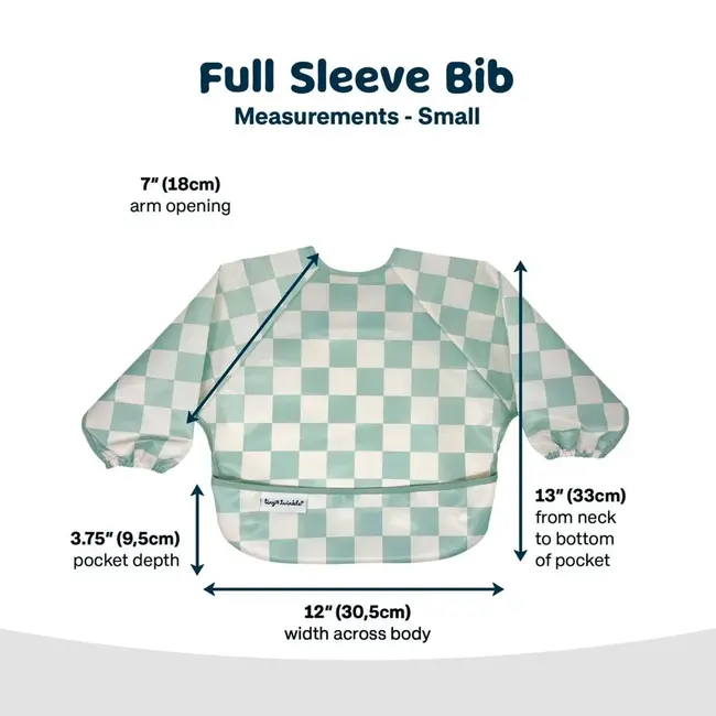 Sage Checkers Mess-Proof Full Sleeve Bib