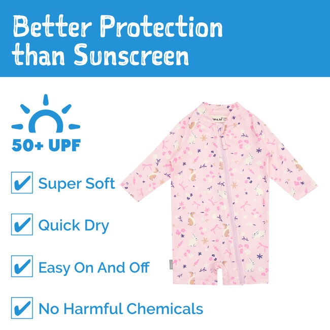 Jan and Jul Bunny Flowers | Kids One Piece UV Sun Suit
