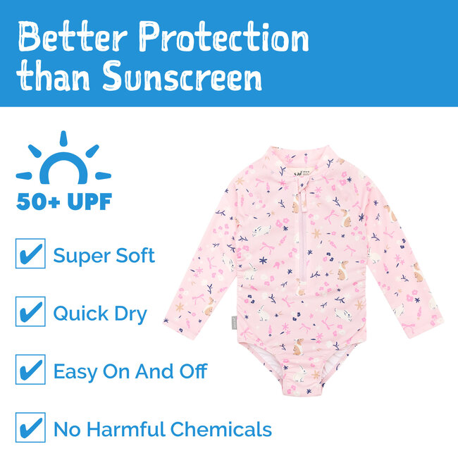 Jan and Jul Bunny Flowers | 1-pc Girls' UV Swimsuit