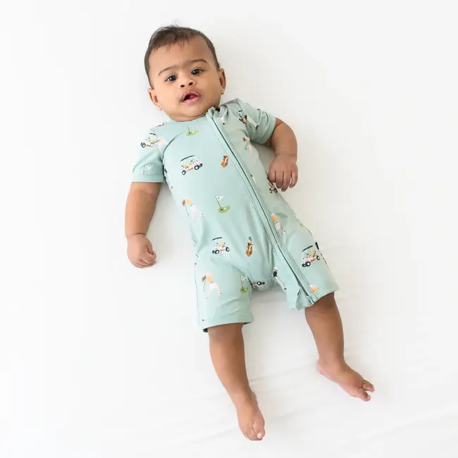 Kyte Baby Zippered Shortall Romper in Golf