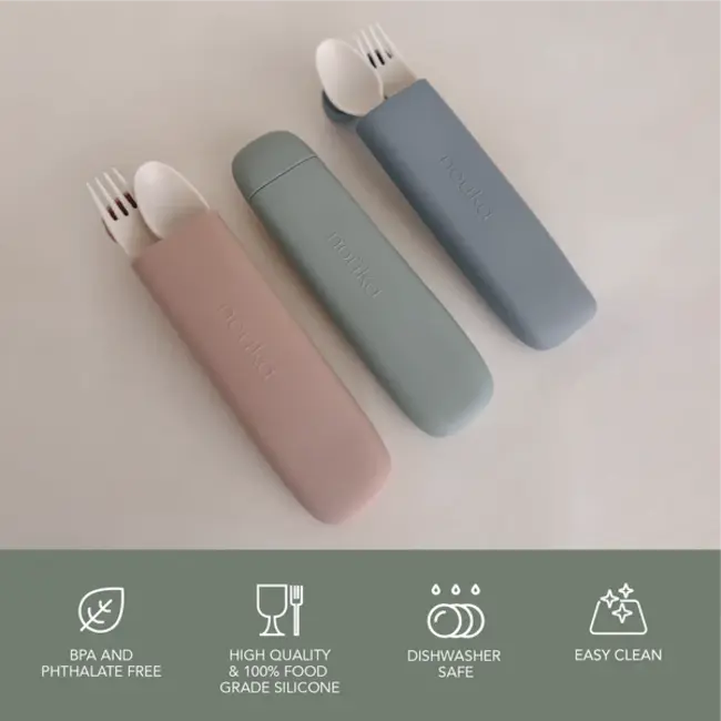 Nouka Soft Blush Utensil Set & Carry Case