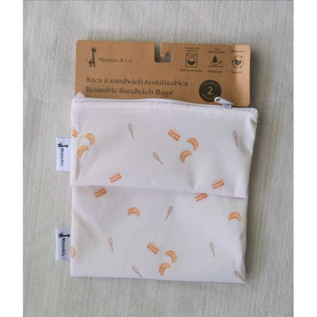 Micasso & Co Sunday Brunch Reusable Snack and Sandwich Bags Set of 2