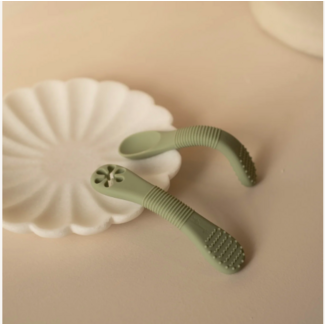 Micasso & Co Soft Green Silicone Training Spoons - Duo + Case