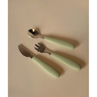 Micasso & Co Soft Green Stainless Steel Toddler Cutlery