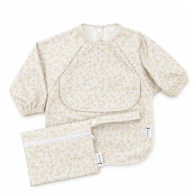 Micasso & Co Heirloom Roses Long Sleeved Bib w/ Integrated Pocket