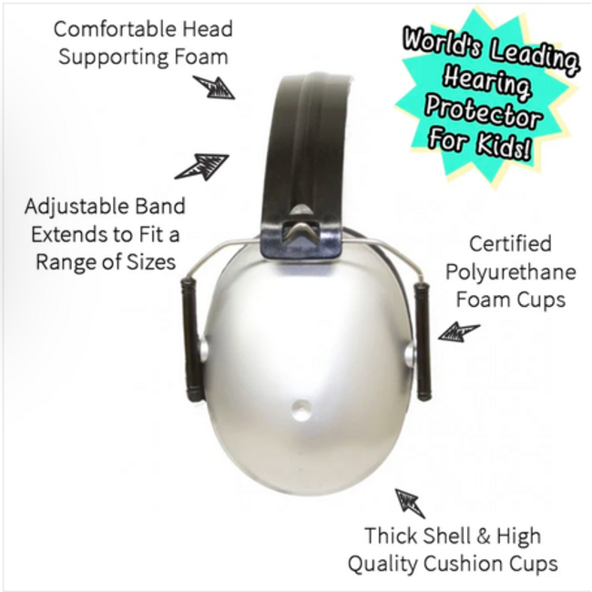 Silver Kids Hearing Protection Earmuffs (2y+)