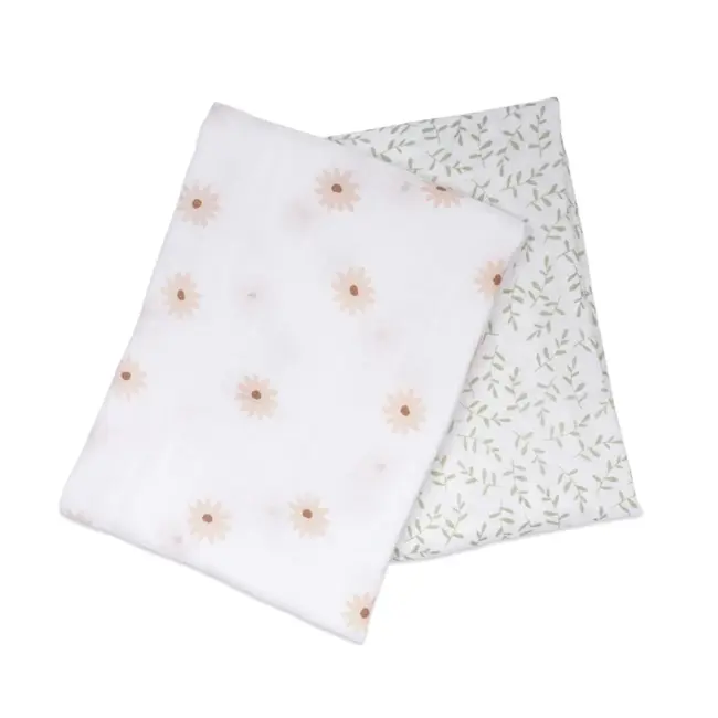 Boho Daisies/Greenery 2PK Cotton Muslin Swaddle