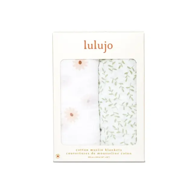 Boho Daisies/Greenery 2PK Cotton Muslin Swaddle
