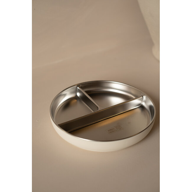 Micasso & Co Cream Stainless Steel Suction Divided Plate