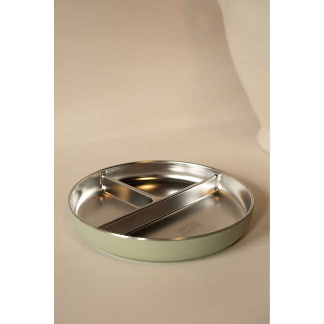 Micasso & Co Soft Green Stainless Steel Suction Divided Plate
