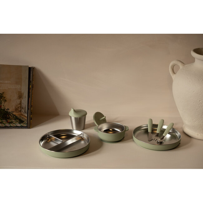 Micasso & Co Soft Green Stainless Steel Suction Divided Plate