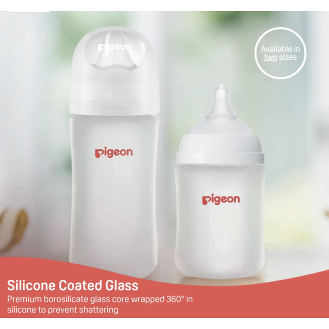 Pigeon Silicone Glass Bottle 8oz -2pk