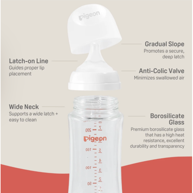 Pigeon 8oz Glass Bottle w/ M Nipple