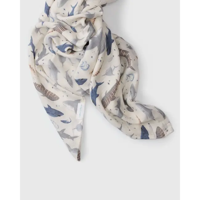 Loulou Lollipop Sharks Muslin Swaddle