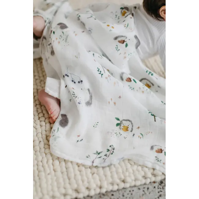 Loulou Lollipop Hedgehogs Muslin Swaddle