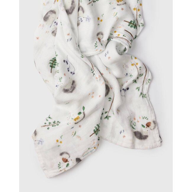 Loulou Lollipop Hedgehogs Muslin Swaddle