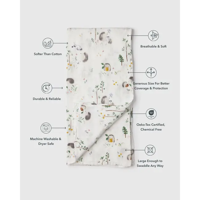 Loulou Lollipop Hedgehogs Muslin Swaddle