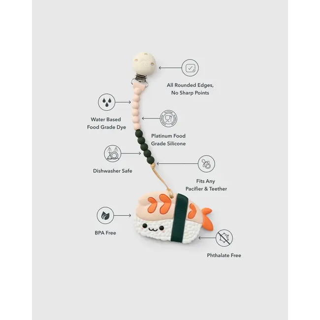 Loulou Lollipop Ebi Sushi Teether/Pacifier Clip Set