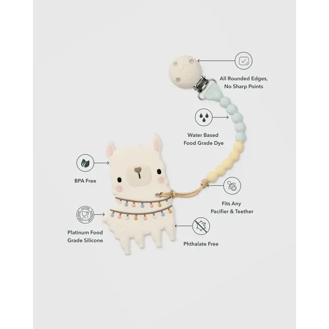 Loulou Lollipop Llama Adventures Teether/Pacifier Clip Set